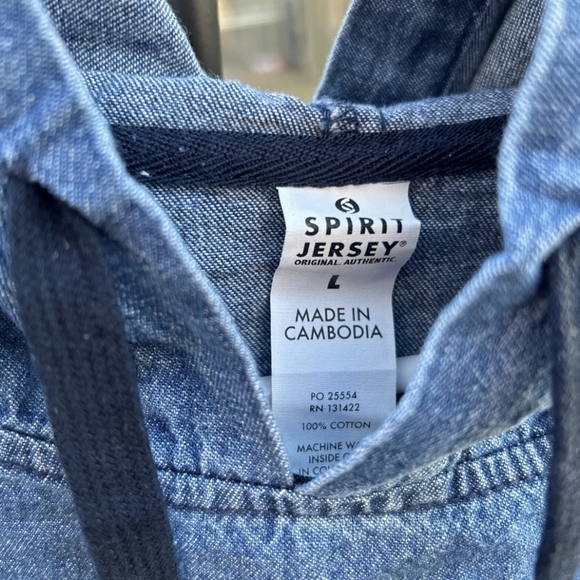 Spirit Jersey Size Large  Cotton Denim Oversized Hoodie - Picture 5 of 8